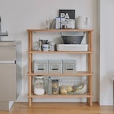 【新古品】手軽に組み立てられる木製シェルフ　棚４段　オーク材突板