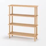 【新古品】手軽に組み立てられる木製シェルフ　棚４段　オーク材突板
