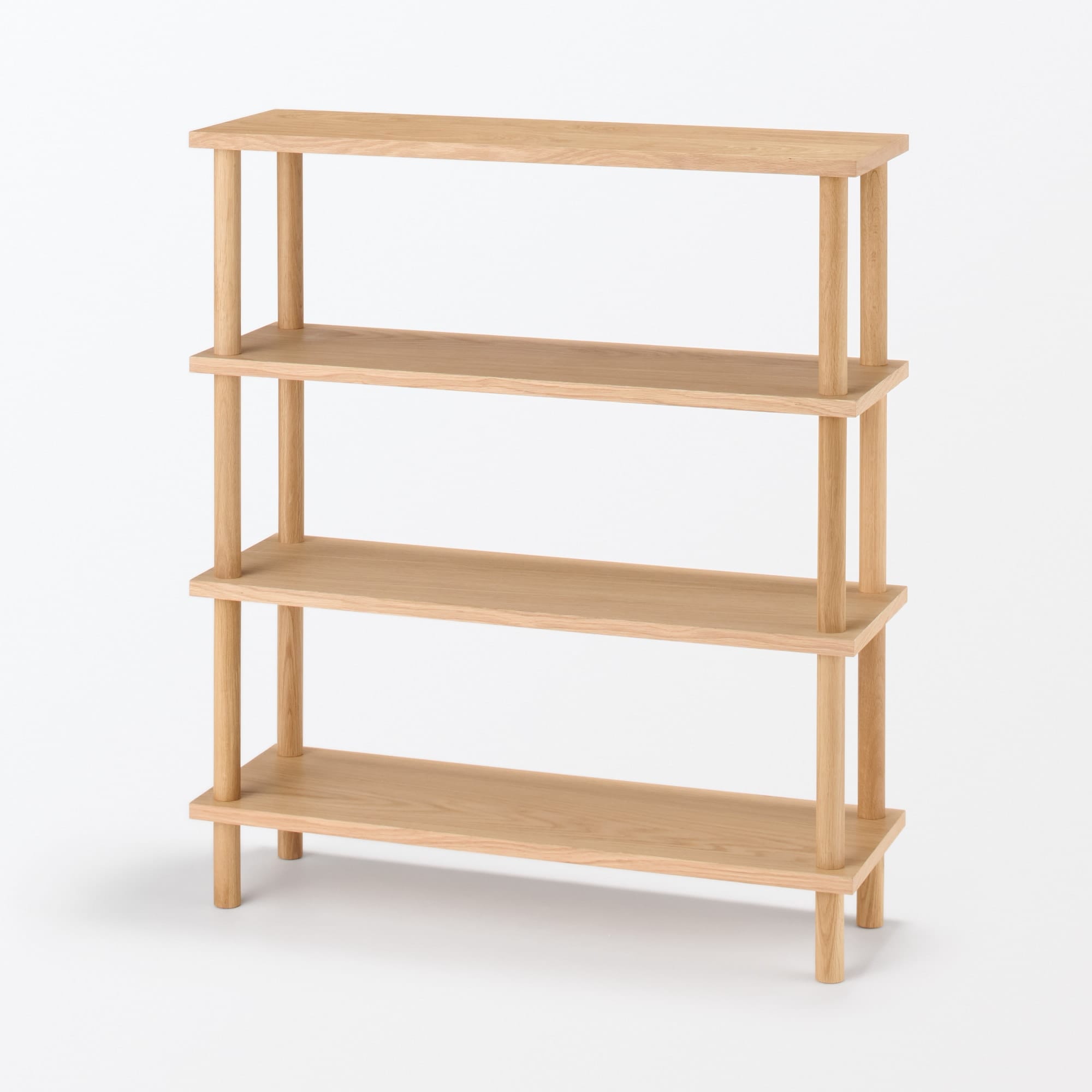 【新古品】手軽に組み立てられる木製シェルフ　棚４段　オーク材突板