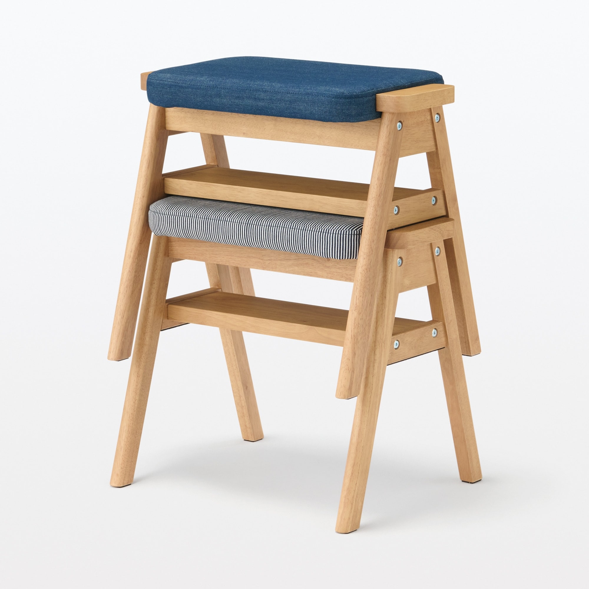 新古品】残反をつかったスタッキングスツール デニムネイビー
