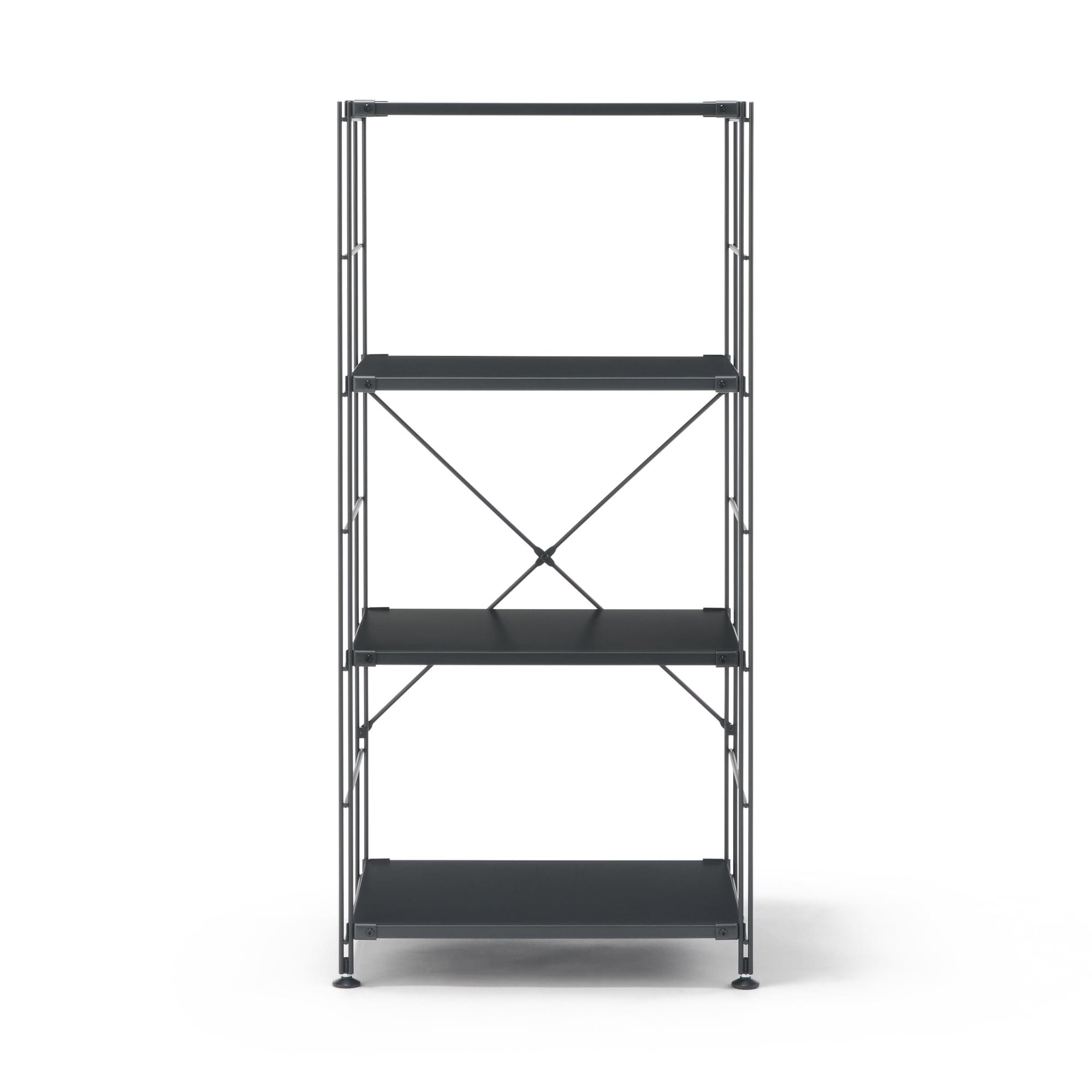 【新古品】スチールユニットシェルフ・スチール棚セット・中・ダークグレー