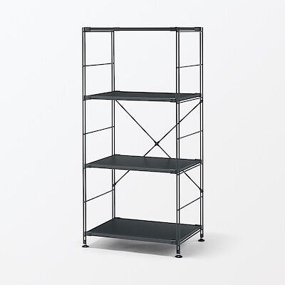 【新古品】スチールユニットシェルフ・スチール棚セット・中・ダークグレー