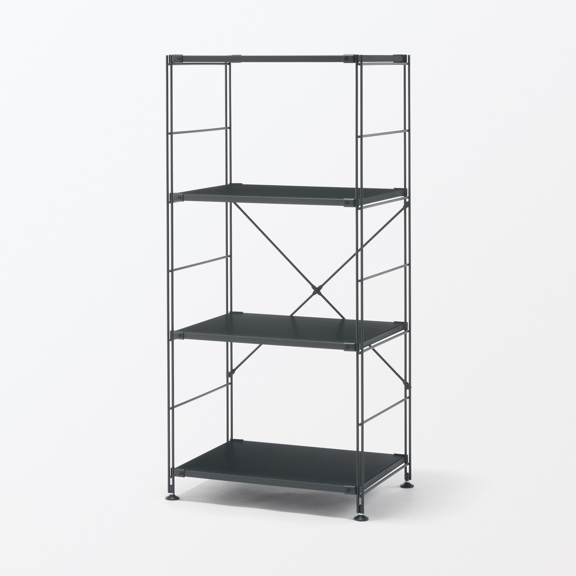 【新古品】スチールユニットシェルフ・スチール棚セット・中・ダークグレー