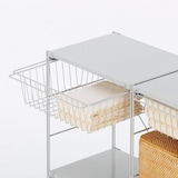 【新古品】スチールユニットシェルフ・追加用ワイヤーバスケット・ライトグレー