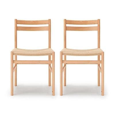 【新古品】木製ペーパーコードチェア（２脚セット）