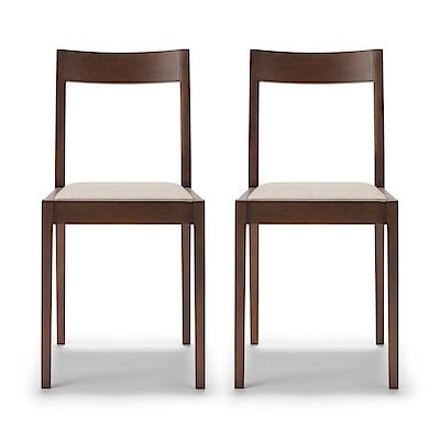 【新古品】木製チェア（２脚セット）　ラバーウッド材　ブラウン