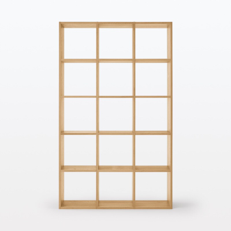 新古品】スタッキングシェルフセット・5段×3列・オーク材 | 無印良品 