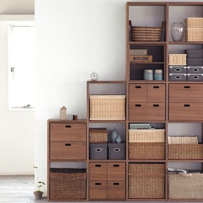 【美品】スタッキングシェルフ オープンシェルフ ウォールナット 5×4段 スタッキングシェルフセット・5段×2列・ウォールナット材