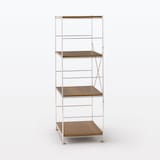 【新古品】ステンレスユニットシェルフ　ウォールナット材棚セット　中