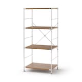 【新古品】ステンレスユニットシェルフ　ウォールナット材棚セット　中