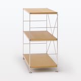 【新古品】ステンレスユニットシェルフ　オーク材棚セット　ワイド　小