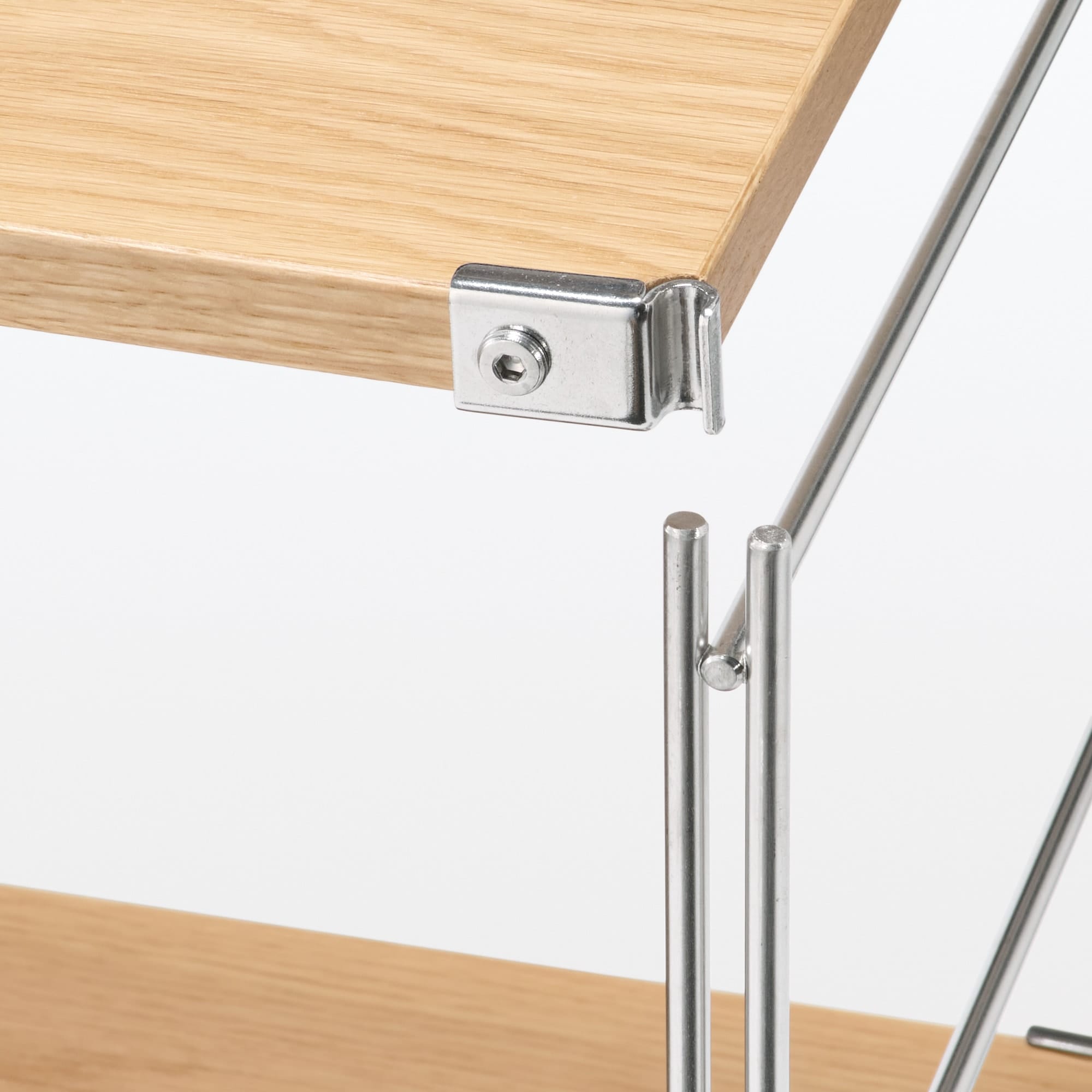 【新古品】ステンレスユニットシェルフ　オーク材棚セット　ワイド　小