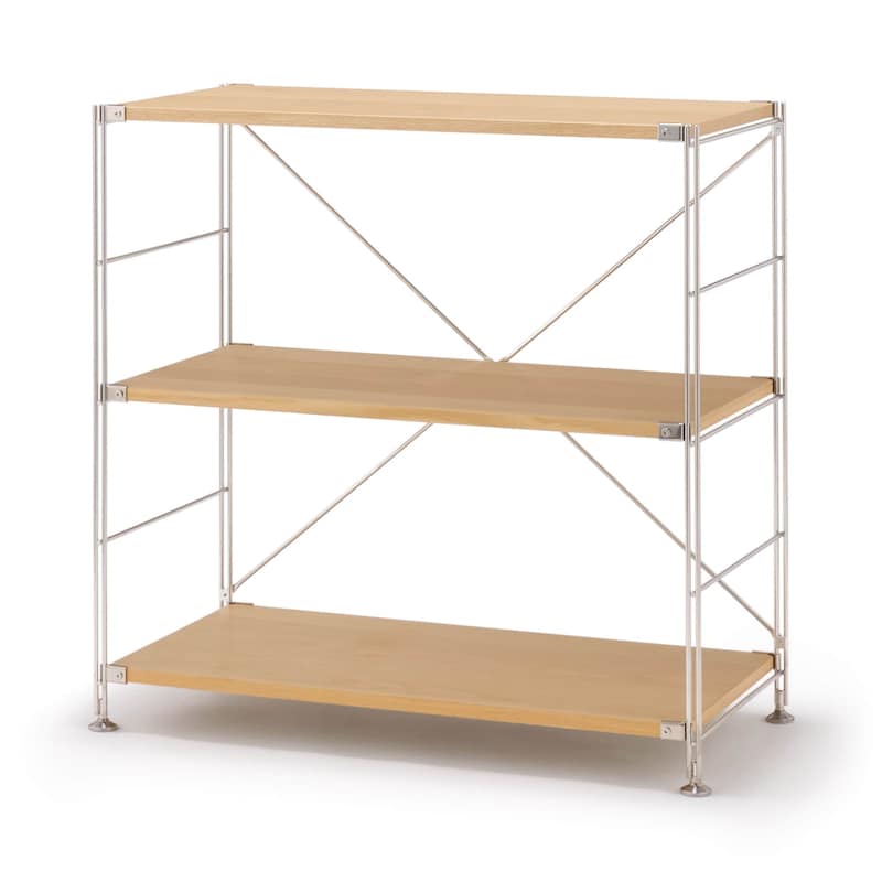 MUJI/無印良品 ステンレスユニットシェルフ オーク材追加棚×7/クロス 