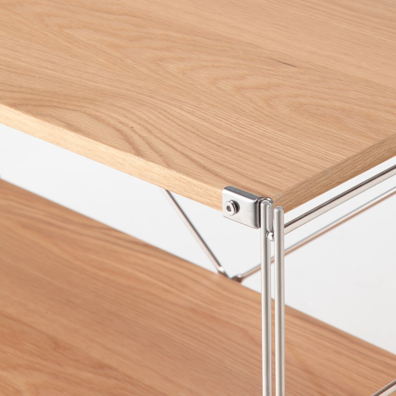 【新古品】ステンレスユニットシェルフ　オーク材棚セット　ワイド　大