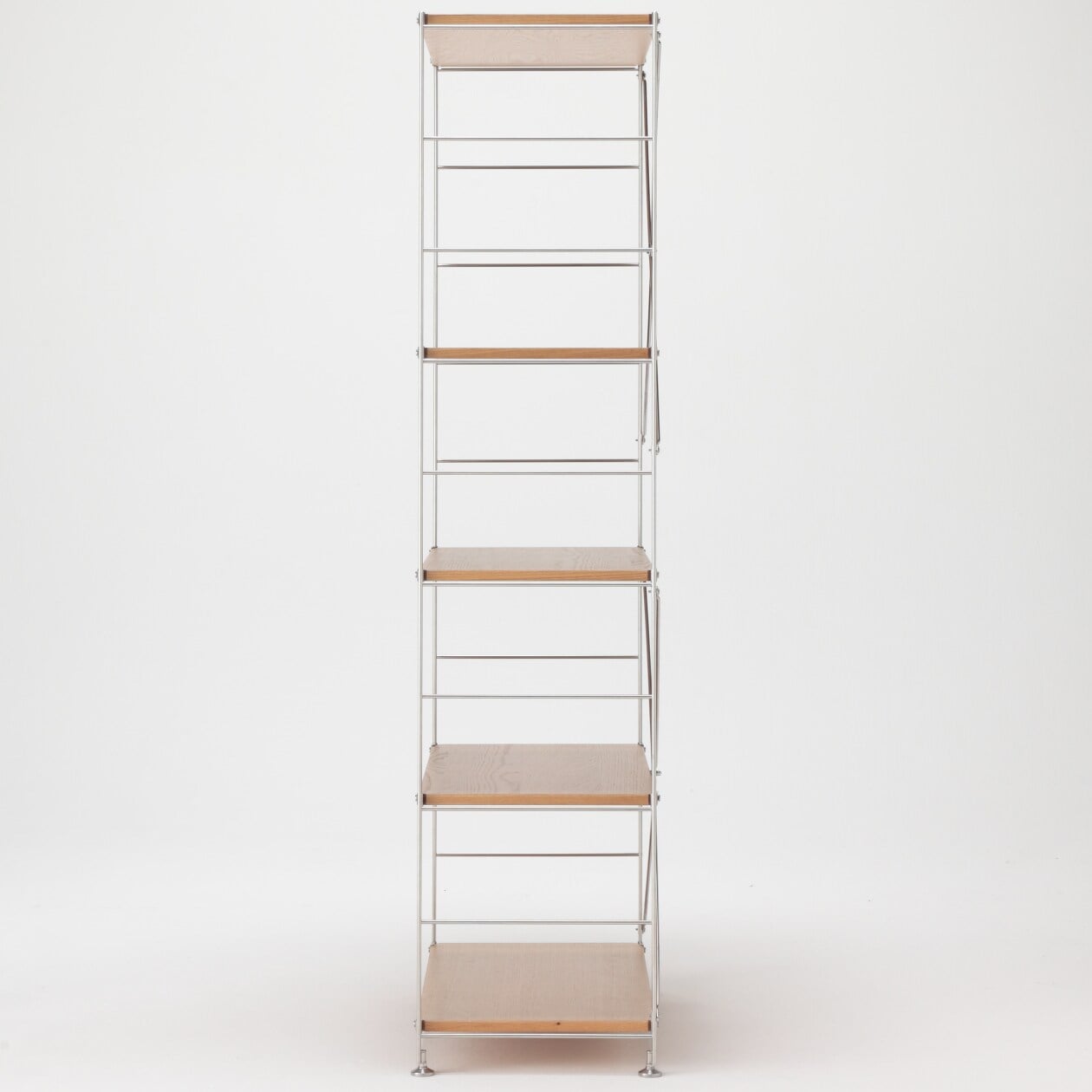 【新古品】ステンレスユニットシェルフ　オーク材棚セット　ワイド　大