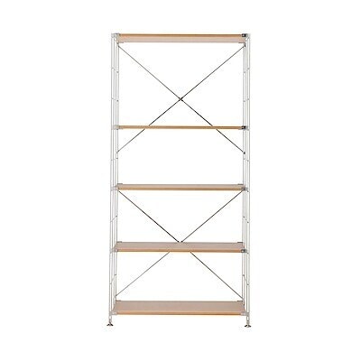 【新古品】ステンレスユニットシェルフ　オーク材棚セット　ワイド　大