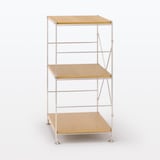 【新古品】ステンレスユニットシェルフ　オーク材棚セット　小