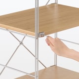 【新古品】ステンレスユニットシェルフ　オーク材棚セット　小