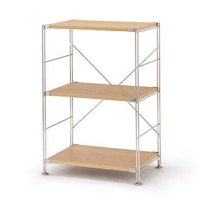 【新古品】ステンレスユニットシェルフ　オーク材棚セット　小