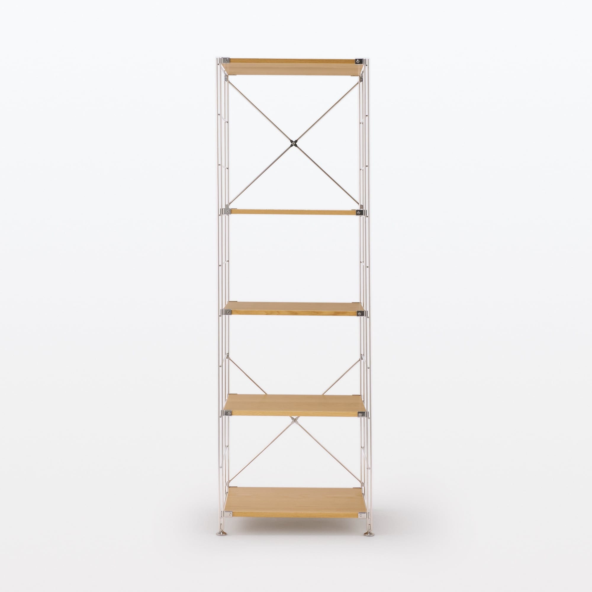 【新古品】ステンレスユニットシェルフ　オーク材棚セット　大