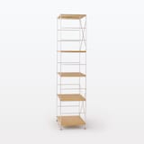 【新古品】ステンレスユニットシェルフ　オーク材棚セット　大