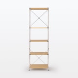 【新古品】ステンレスユニットシェルフ　オーク材棚セット　大