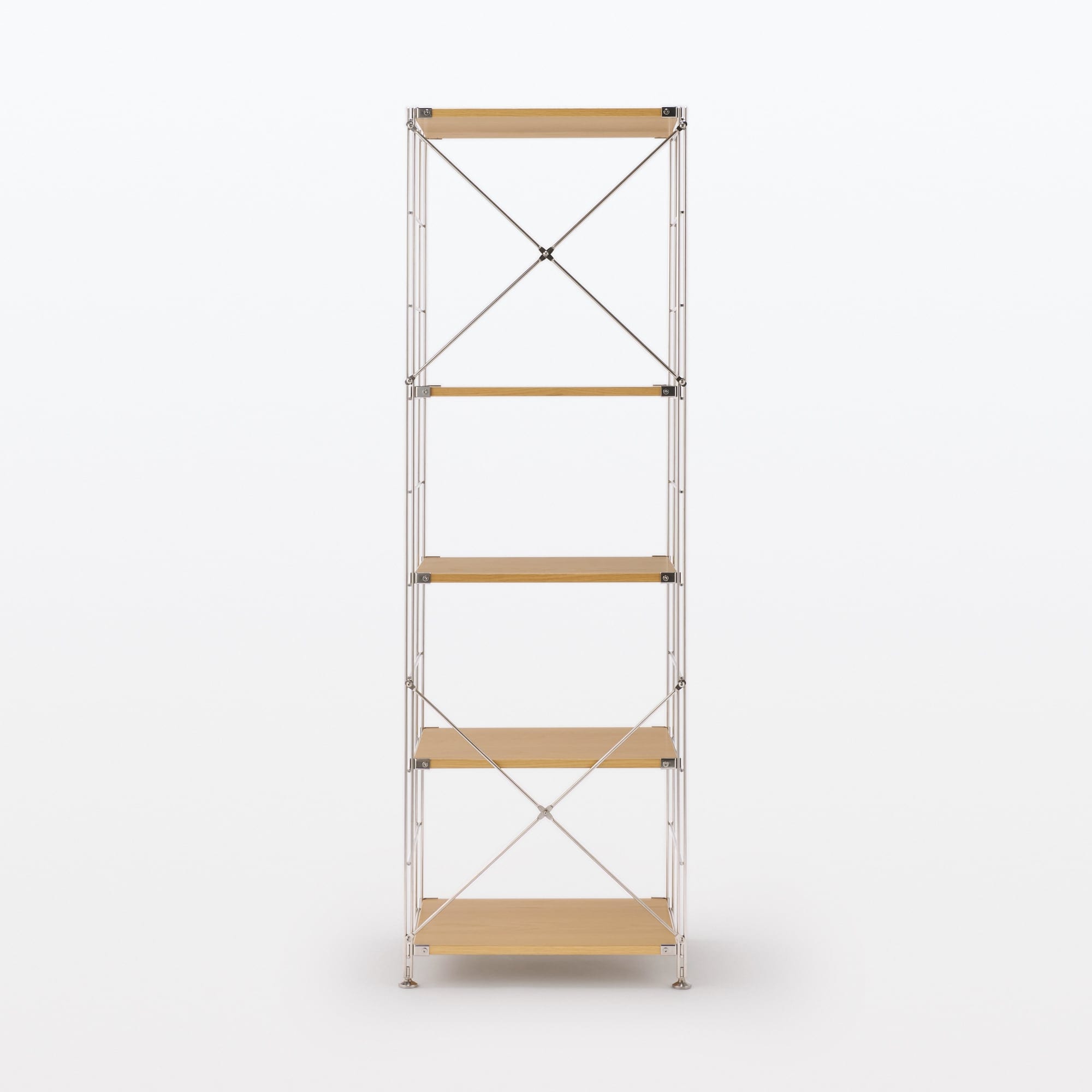 【新古品】ステンレスユニットシェルフ　オーク材棚セット　大