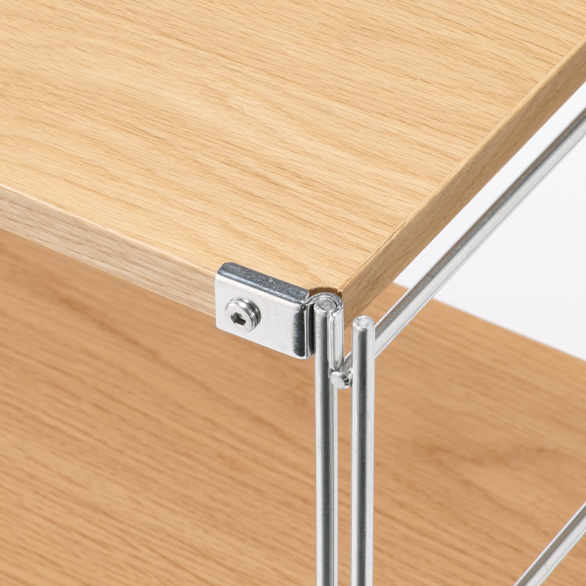 【新古品】ステンレスユニットシェルフ　オーク材棚セット　大