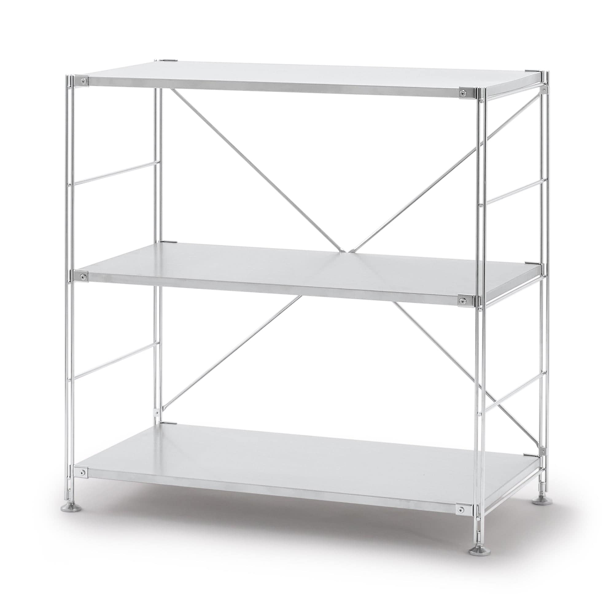 【新古品】ステンレスユニットシェルフ　ステンレス棚セット　ワイド　小