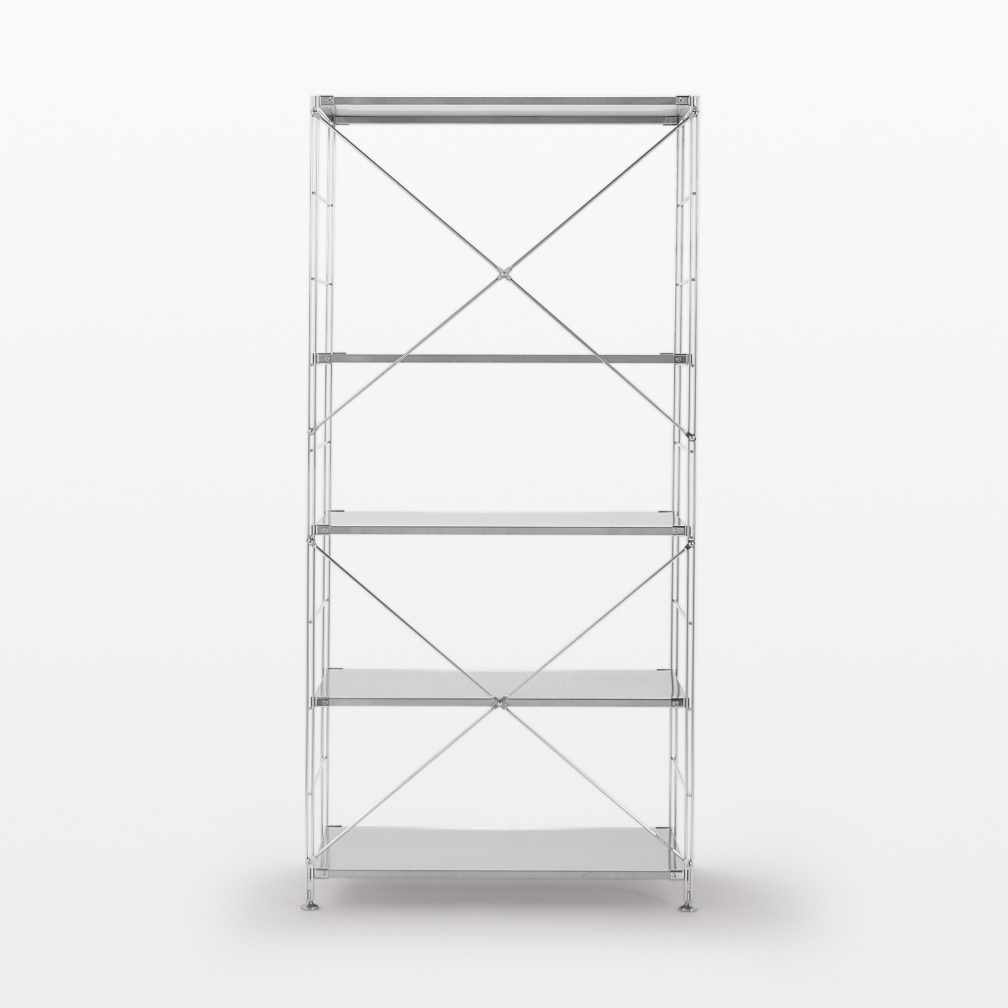 無印良品/MUJI ステンレスユニットシェルフ 幅84 ステンレス追加棚ｘ10 クロスバーｘ2 収納   中古家具 店頭引取歓迎 R6139) 月額定額サービス】ステンレスユニットシェルフ・ステンレス棚セット
