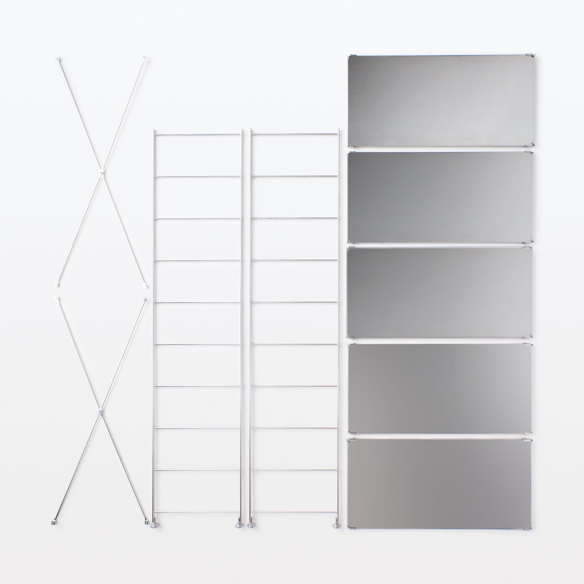 【新古品】ステンレスユニットシェルフ　ステンレス棚セット　ワイド　大