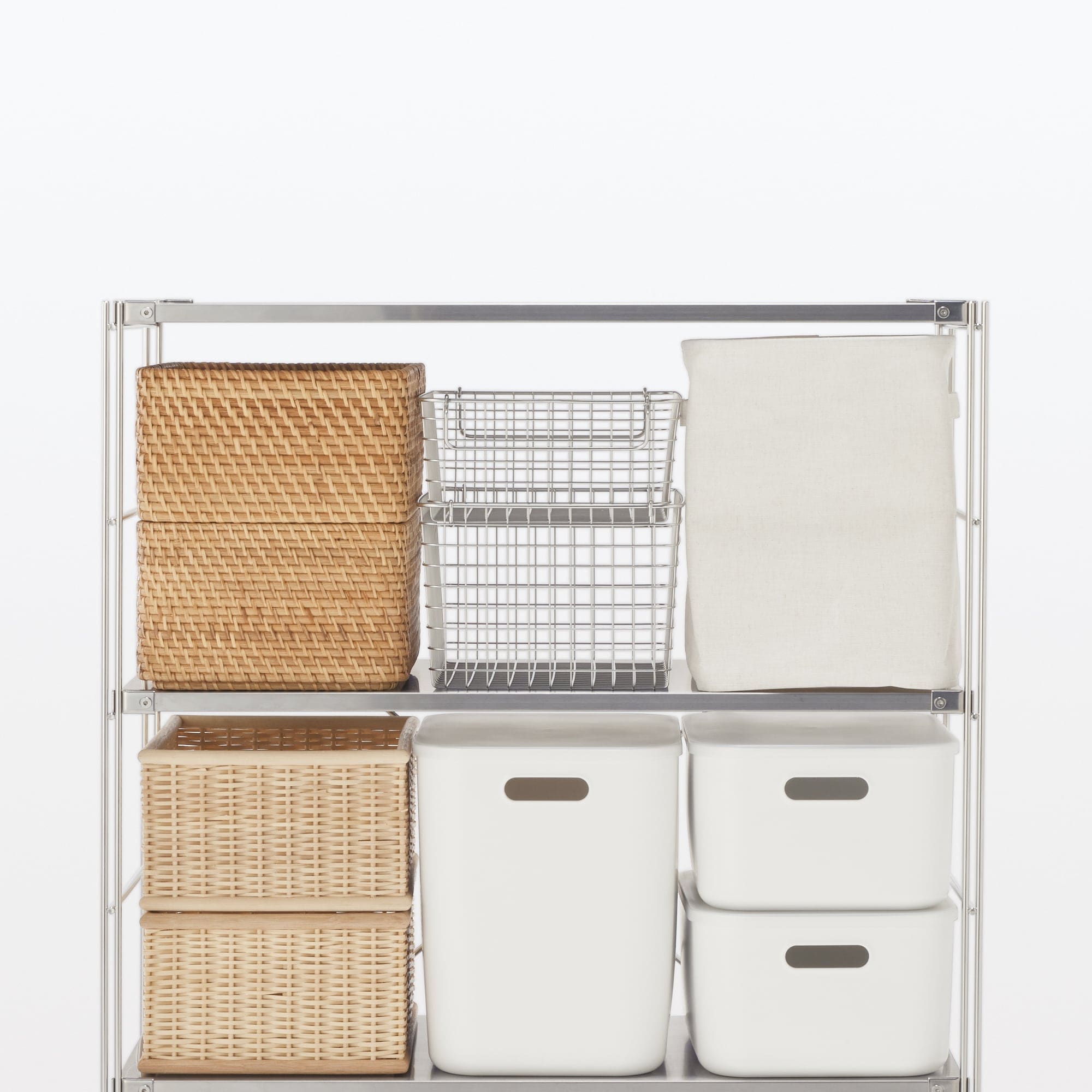 【新古品】ステンレスユニットシェルフ　ステンレス棚セット　ワイド　大