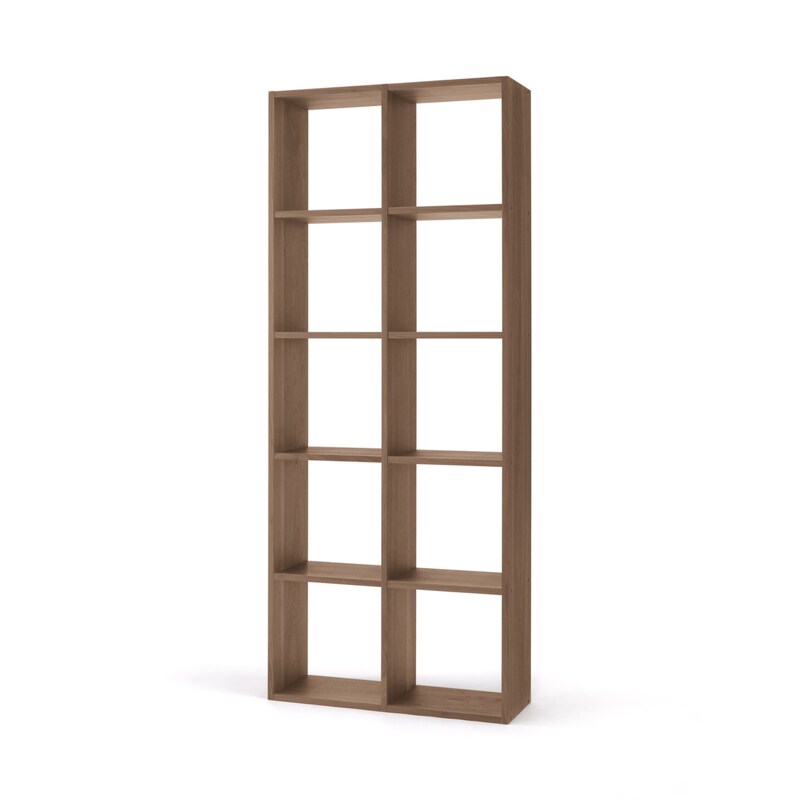 新古品】スタッキングシェルフセット・5段×2列・ウォールナット材  