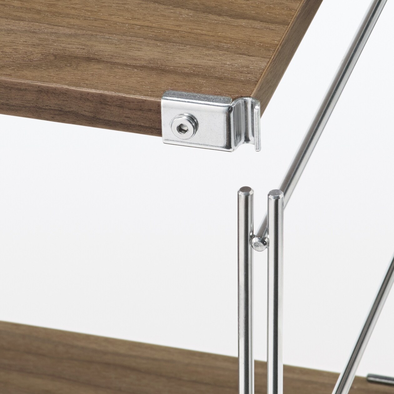 【新古品】ステンレスユニットシェルフ　ウォールナット材棚セット　ワイド　小