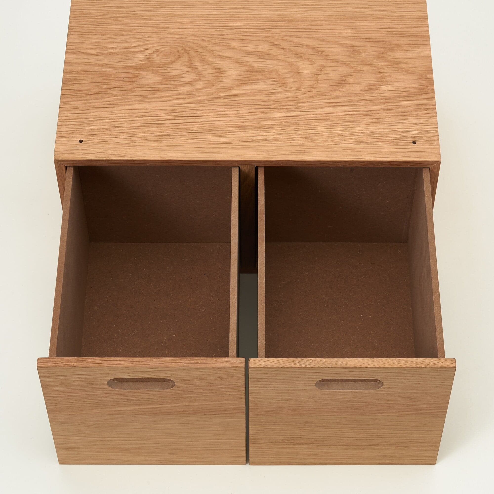 【新古品】スタッキングチェスト・ハーフ・引出し・２個／オーク材突板