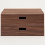 【新古品】スタッキングチェスト・ハーフ・引出し・２段／ウォールナット材突板