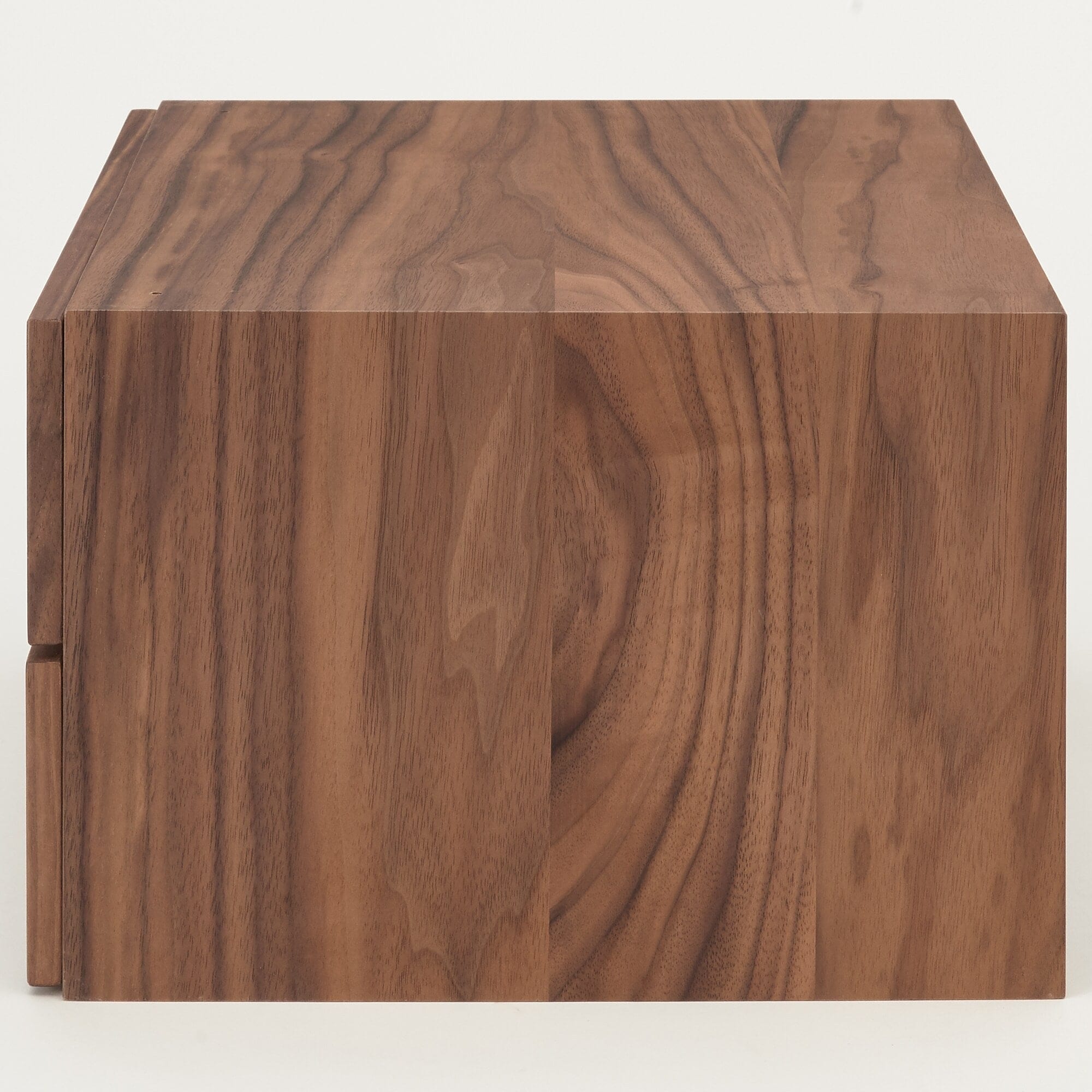 【新古品】スタッキングチェスト・ハーフ・引出し・２段／ウォールナット材突板