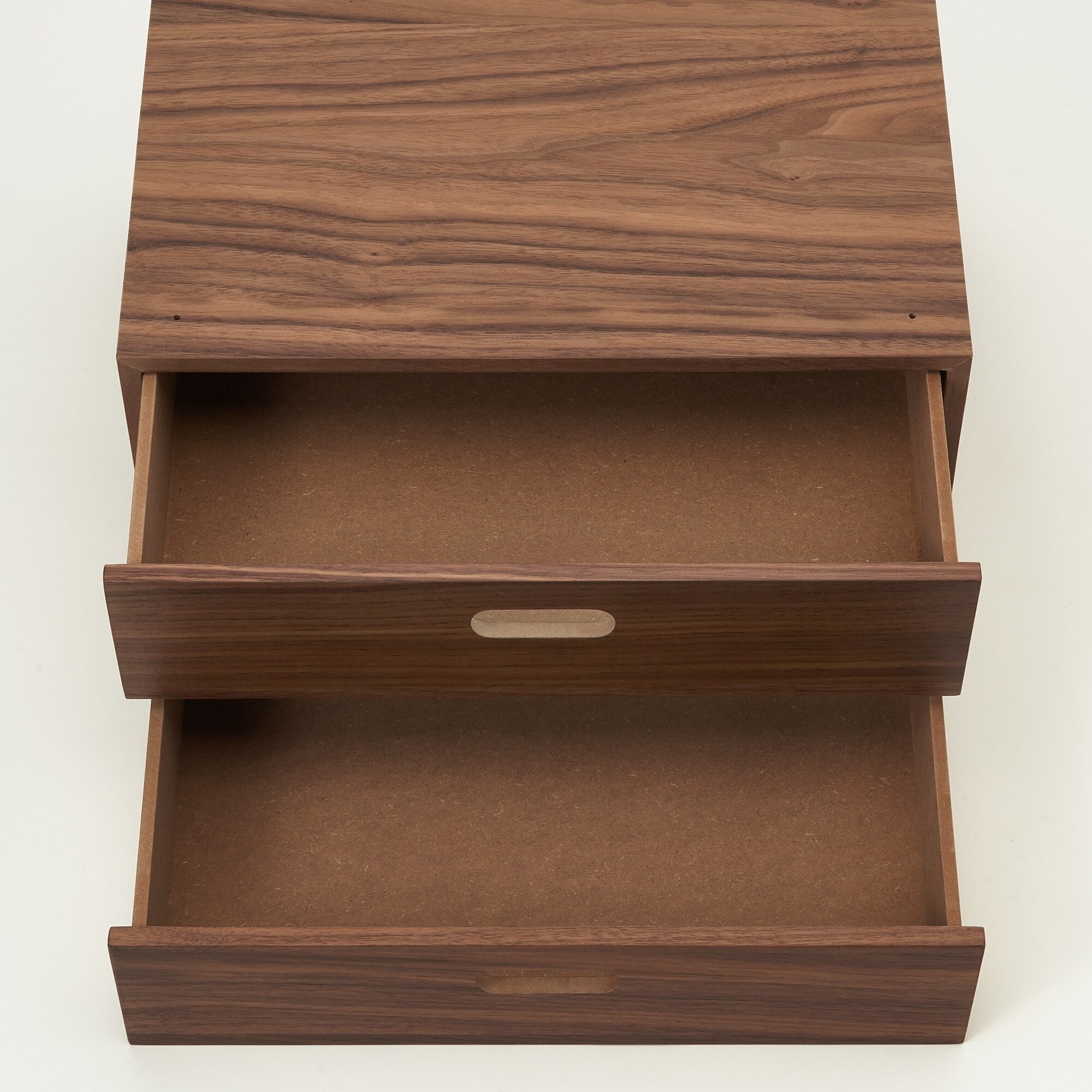 【新古品】スタッキングチェスト・ハーフ・引出し・２段／ウォールナット材突板