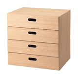 【新古品】スタッキングチェスト・引出し・４段／オーク材突板