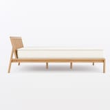 【新古品】もたれかかれる木製ベッド　オーク材突板　ダブル