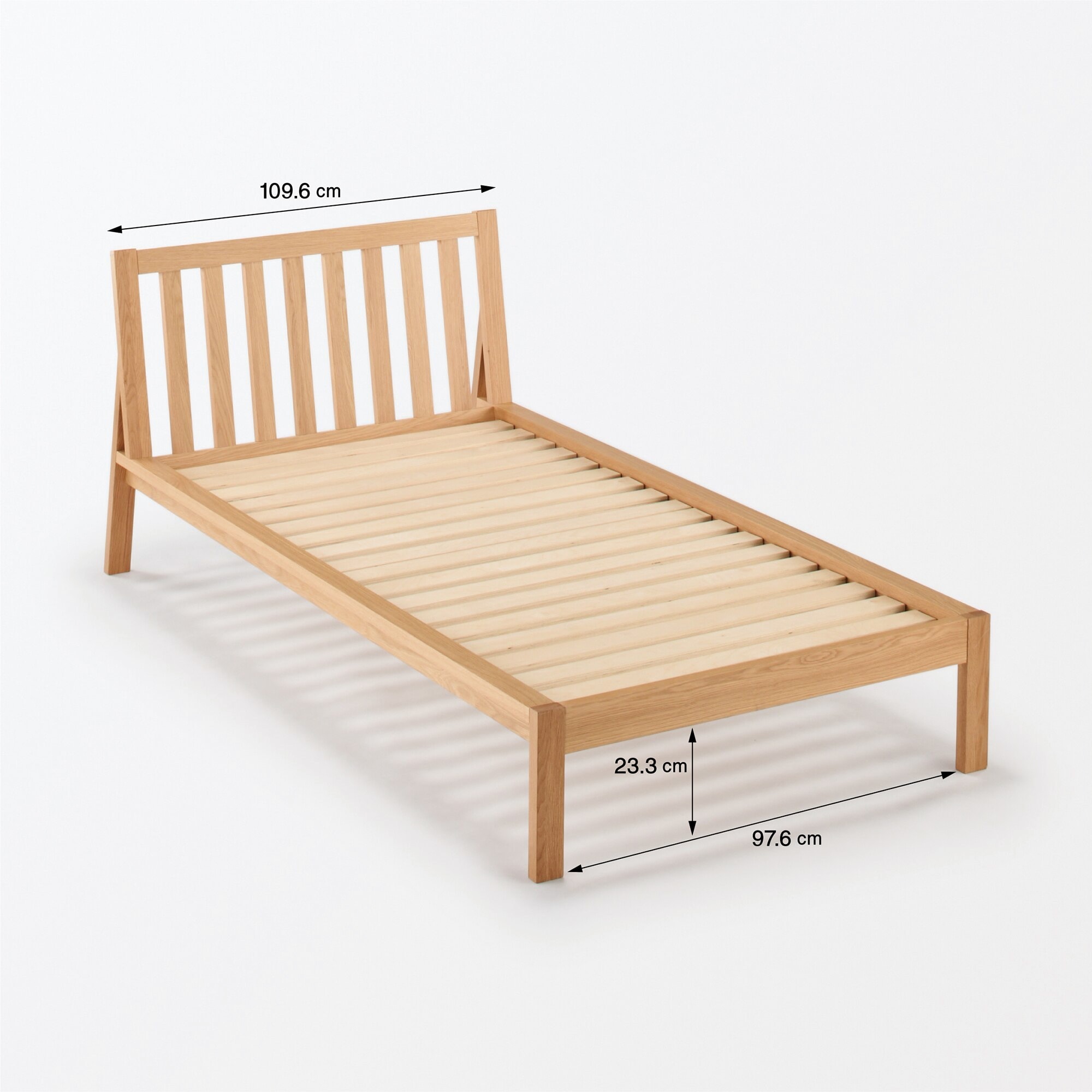 【新古品】もたれかかれる木製ベッド　オーク材突板　シングル