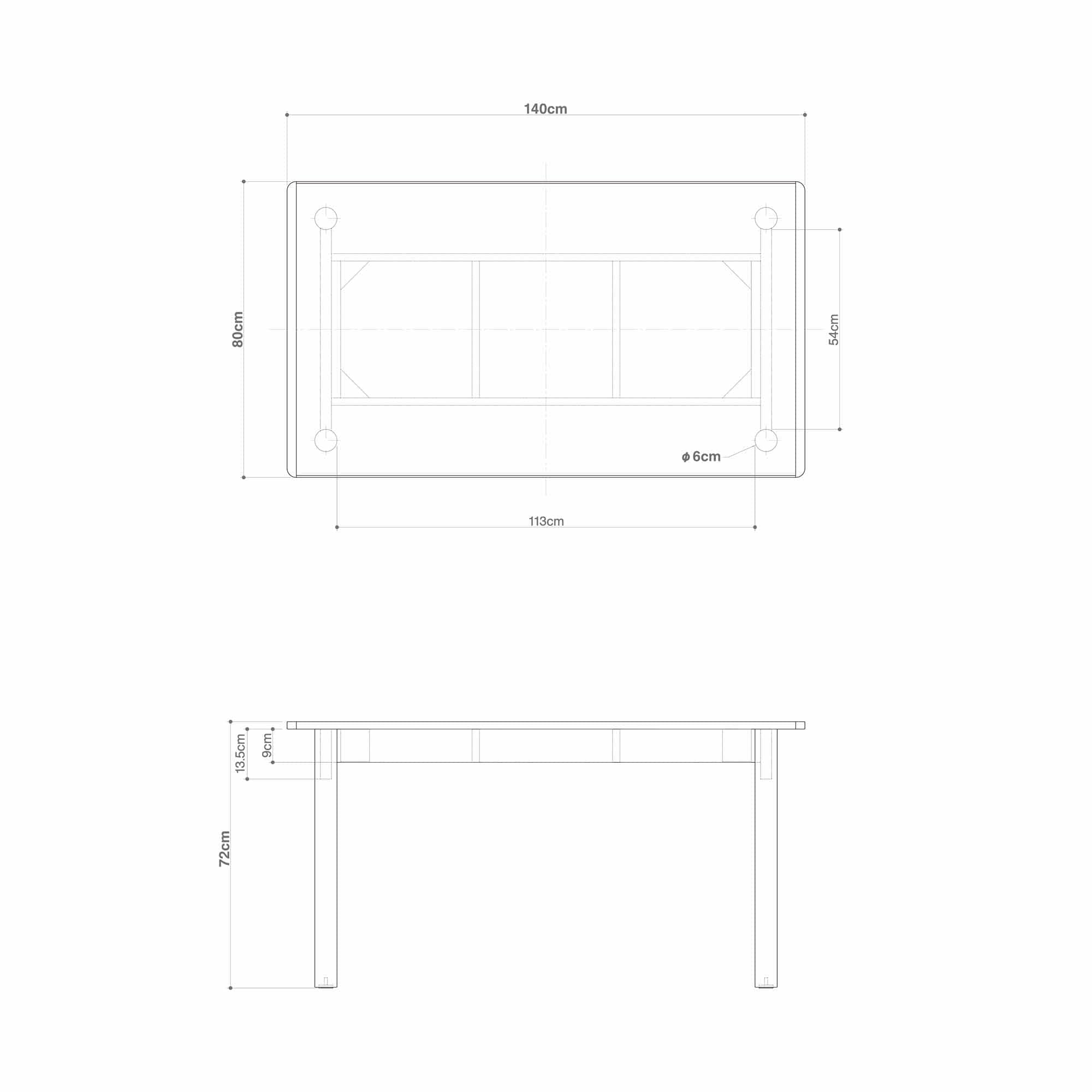 【新古品】木製テーブル　１４０×８０ｃｍ