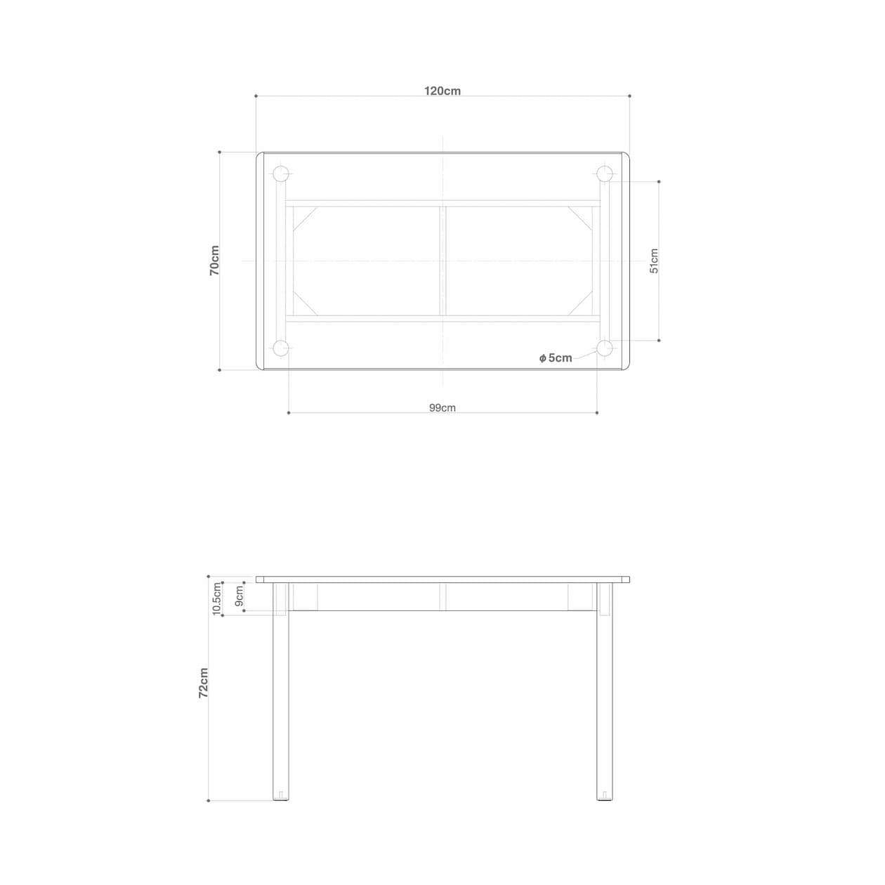【新古品】木製テーブル　１２０×７０ｃｍ