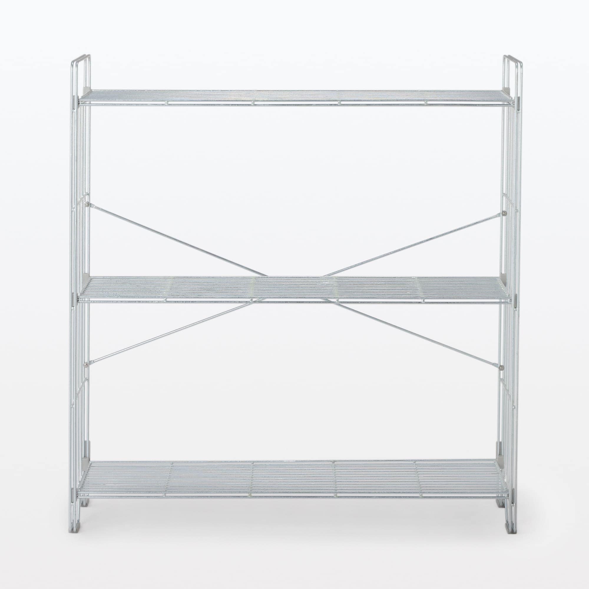 【新古品】中でも外でも使えるワイヤーラック　３段