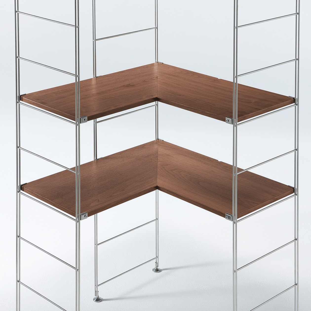【新古品】ステンレスユニットシェルフ・追加棚・コーナータイプ／ウォールナット材