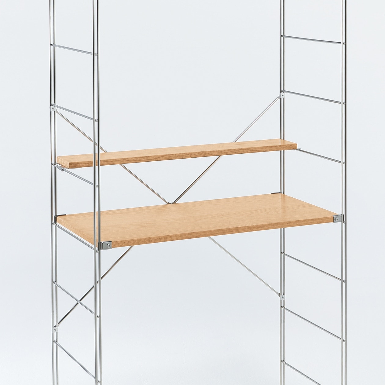 【新古品】ステンレスユニットシェルフ・追加小棚／オーク材