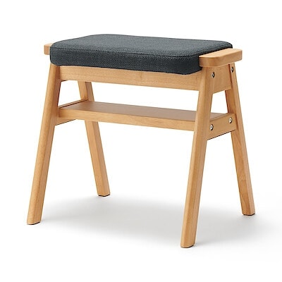 【新古品】再生ポリエステル混　木製スタッキングスツール　チャコール