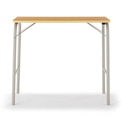 【新古品】スチールパイプテーブル　ダークグレー　折りたたみ式　幅８０×奥行５０ｃｍ　ウォームグレー