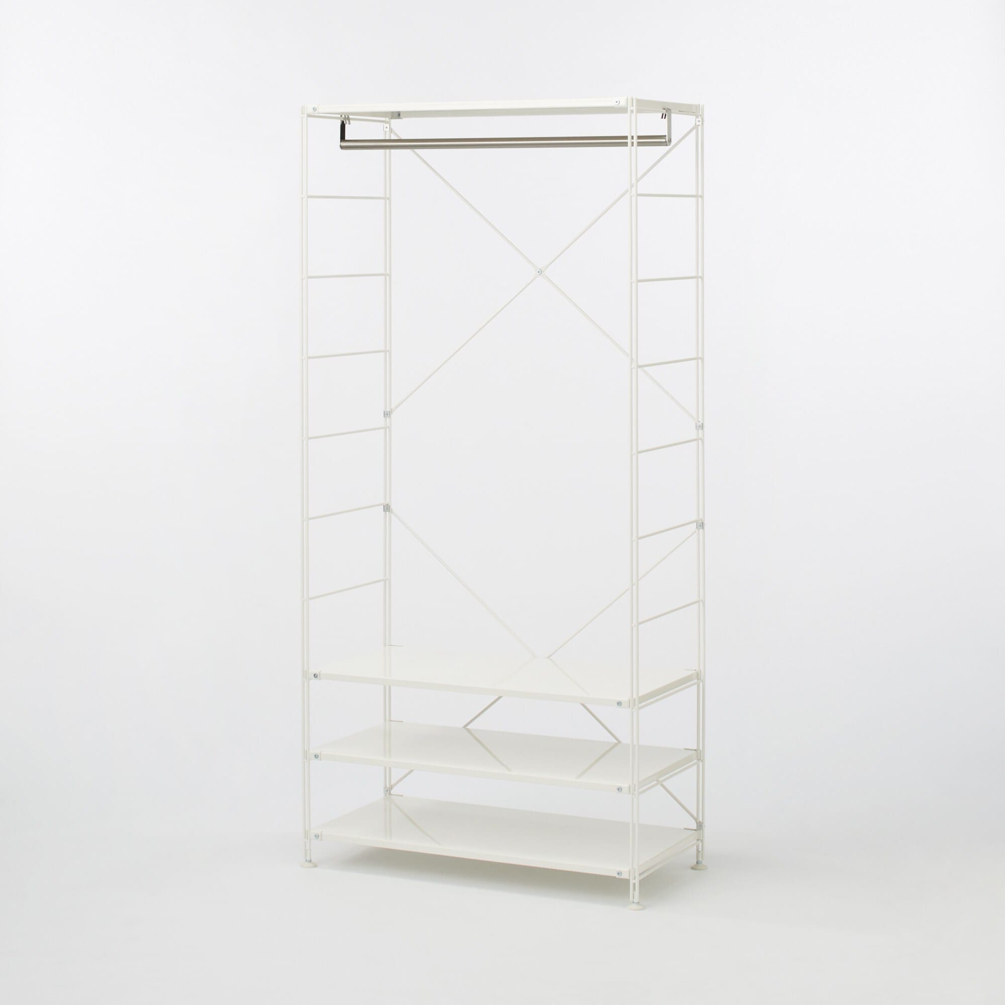 【新古品】スチールユニットシェルフ　ワードローブセット　ライトグレー