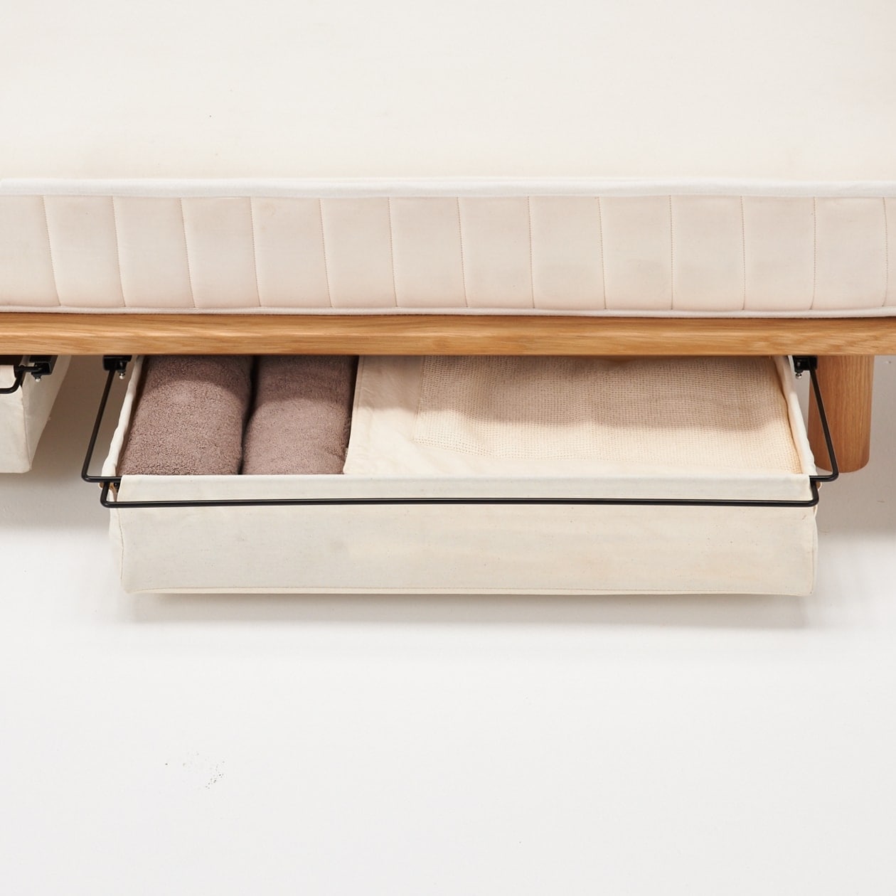 【新古品】【２点セット】ベッドフレーム用帆布バスケット　小